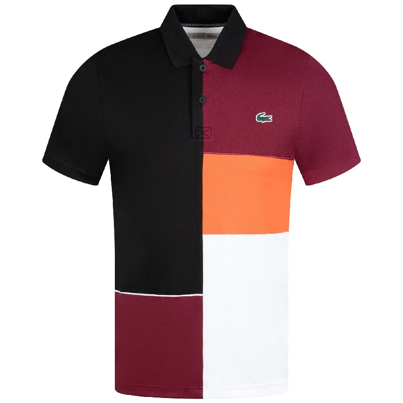 Unique Design Regular Fit Tennis Polo Black/Bordeaux/White/Orange - AW23
