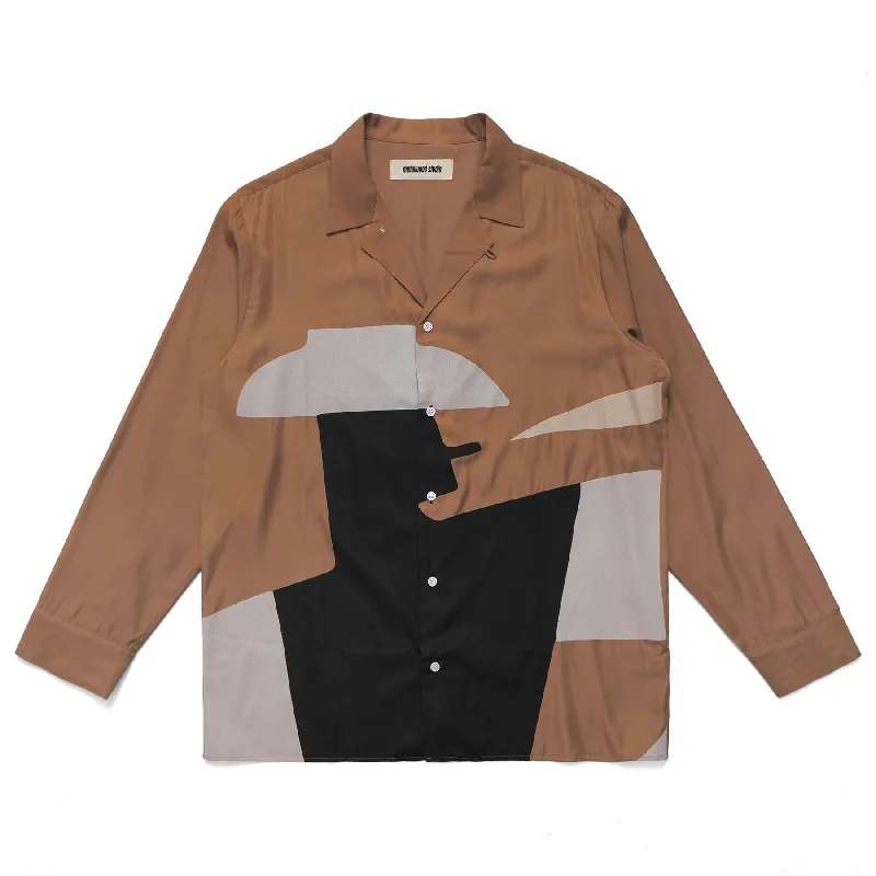 College Style Shingo Ls Open Collar Shirt Rust - SS23