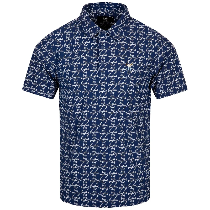New Design Snap Placket Polo True Navy Print - SU24