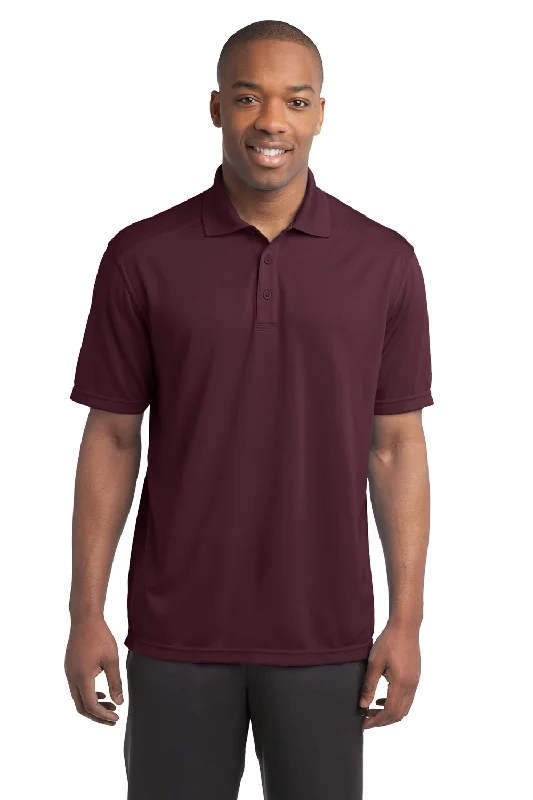Soft Style Sport-Tek Mens Micro-Mesh Moisture Wicking Short Sleeve Polo Shirt - Maroon Soft Style Sport-Tek Mens Micro-Mesh Moisture Wicking Short Sleeve Polo Shirt - Maroon