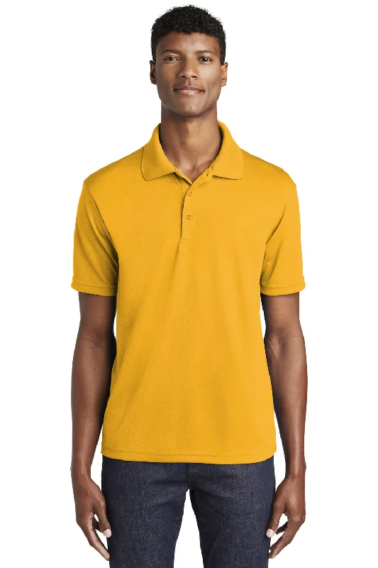 Thin Design Sport-Tek Mens RacerMesh Moisture Wicking Short Sleeve Polo Shirt - Gold Thin Design Sport-Tek Mens RacerMesh Moisture Wicking Short Sleeve Polo Shirt - Gold