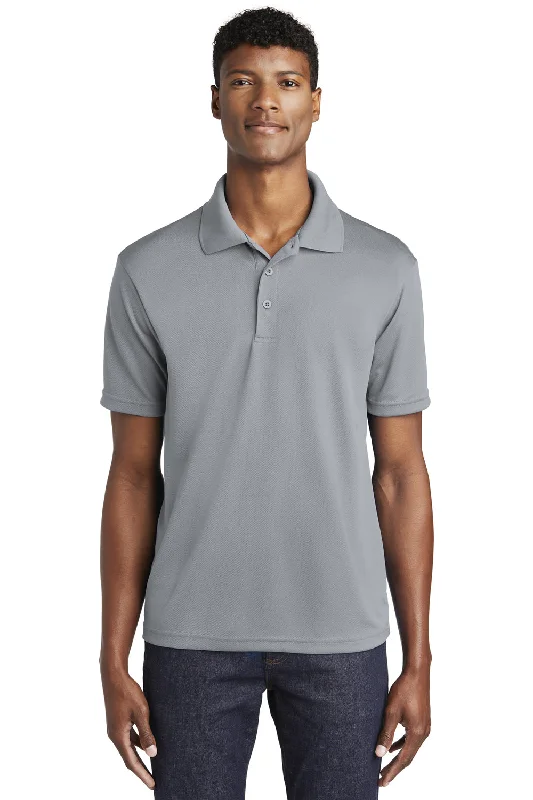 Personalized Wear Sport-Tek Mens RacerMesh Moisture Wicking Short Sleeve Polo Shirt - Silver Grey Personalized Wear Sport-Tek Mens RacerMesh Moisture Wicking Short Sleeve Polo Shirt - Silver Grey