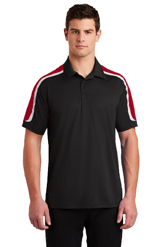 Trendy Comfort Sport-Tek Mens Sport-Wick Moisture Wicking Short Sleeve Polo Shirt - Black/True Red/White Trendy Comfort Sport-Tek Mens Sport-Wick Moisture Wicking Short Sleeve Polo Shirt - Black/True Red/White