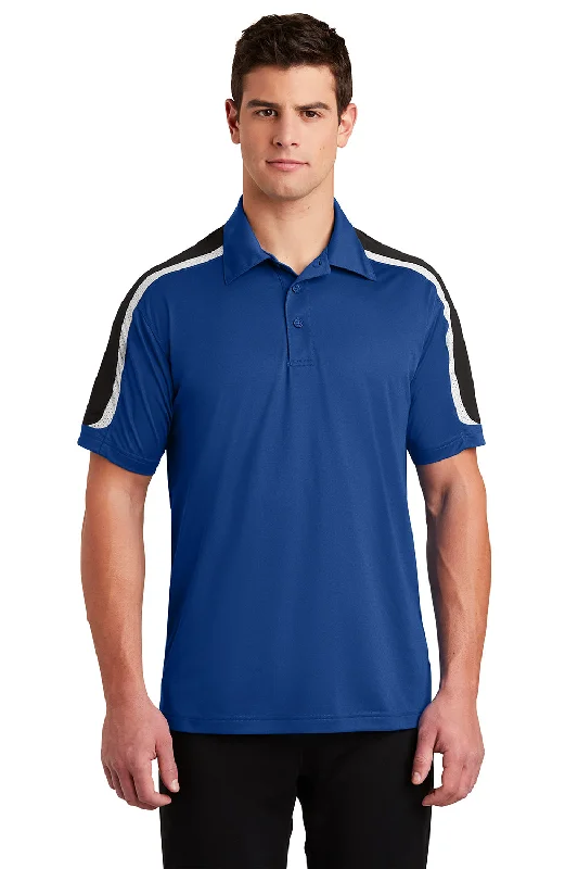 Wearable At Home Or Out Sport-Tek Mens Sport-Wick Moisture Wicking Short Sleeve Polo Shirt - True Royal Blue/Black/White Wearable At Home Or Out Sport-Tek Mens Sport-Wick Moisture Wicking Short Sleeve Polo Shirt - True Royal Blue/Black/White