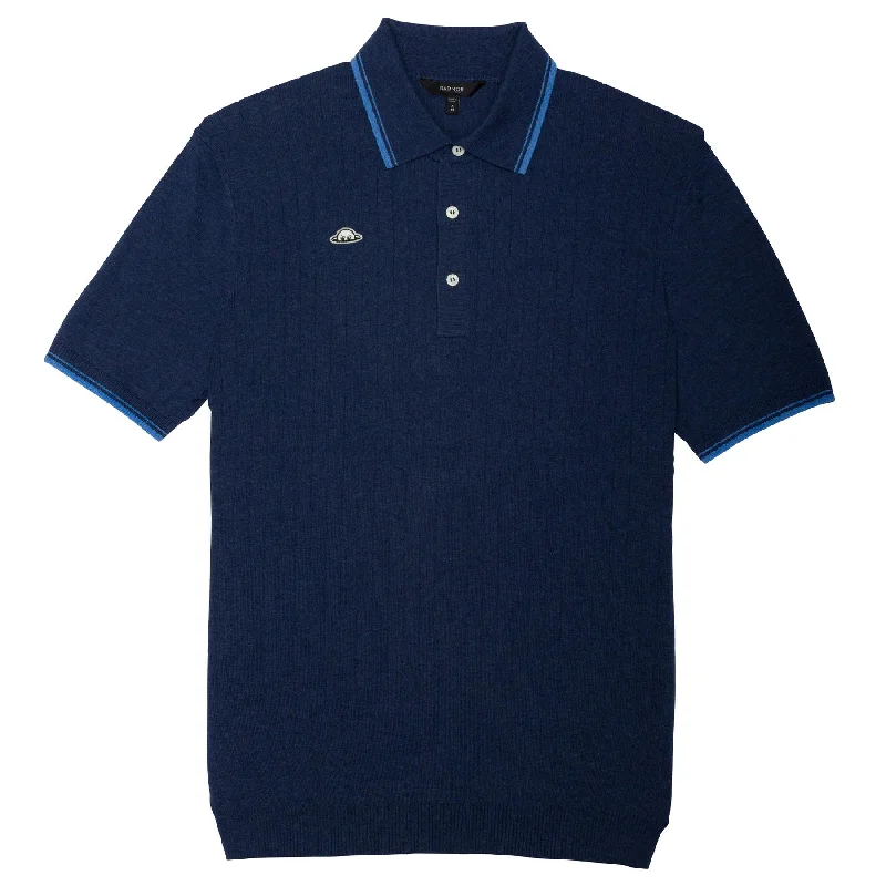 Editorial Design Union Recycled Rib Stripe Polo Navy - 2024