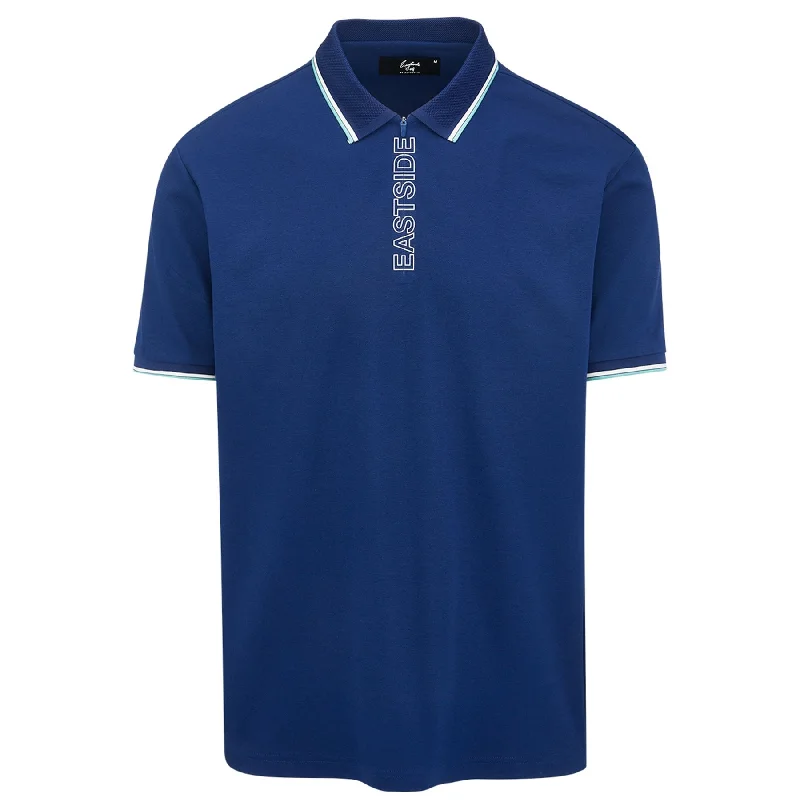 Luxe Comfort Zip Placket Fine Pique Polo True Navy - SU24